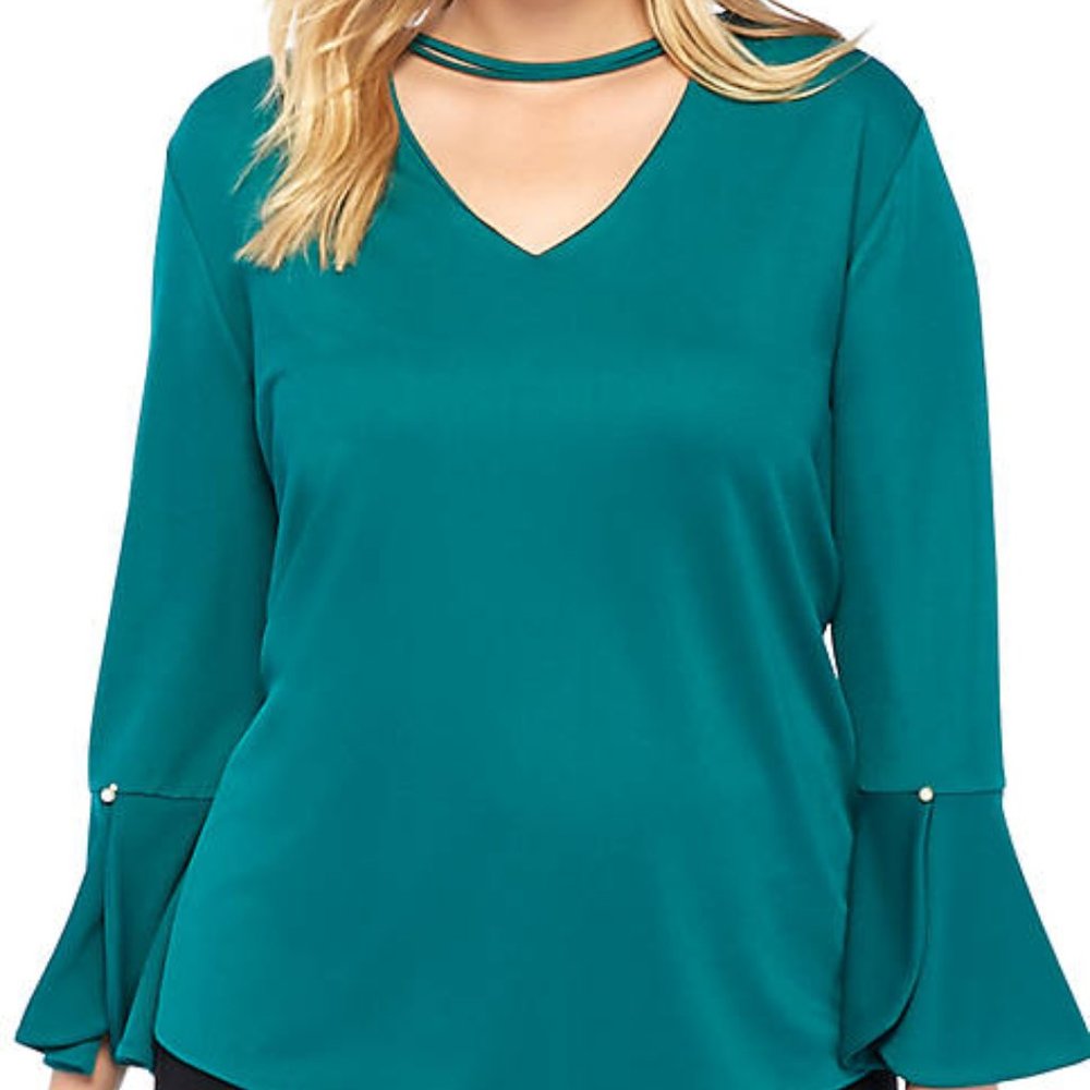 THE LIMITED 1X Bell Sleeve pearl detail choker TOP